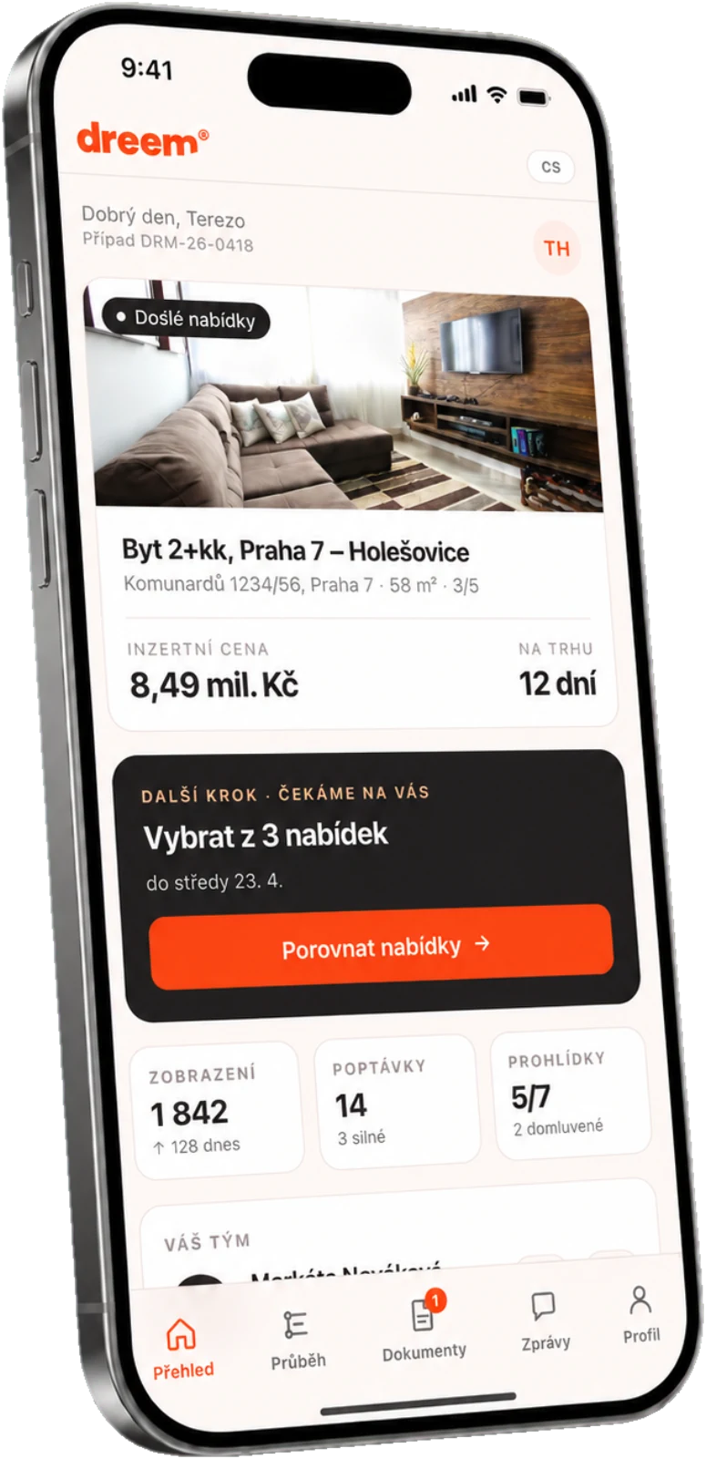 Náhled klientského portálu DREEM v mobilní aplikaci